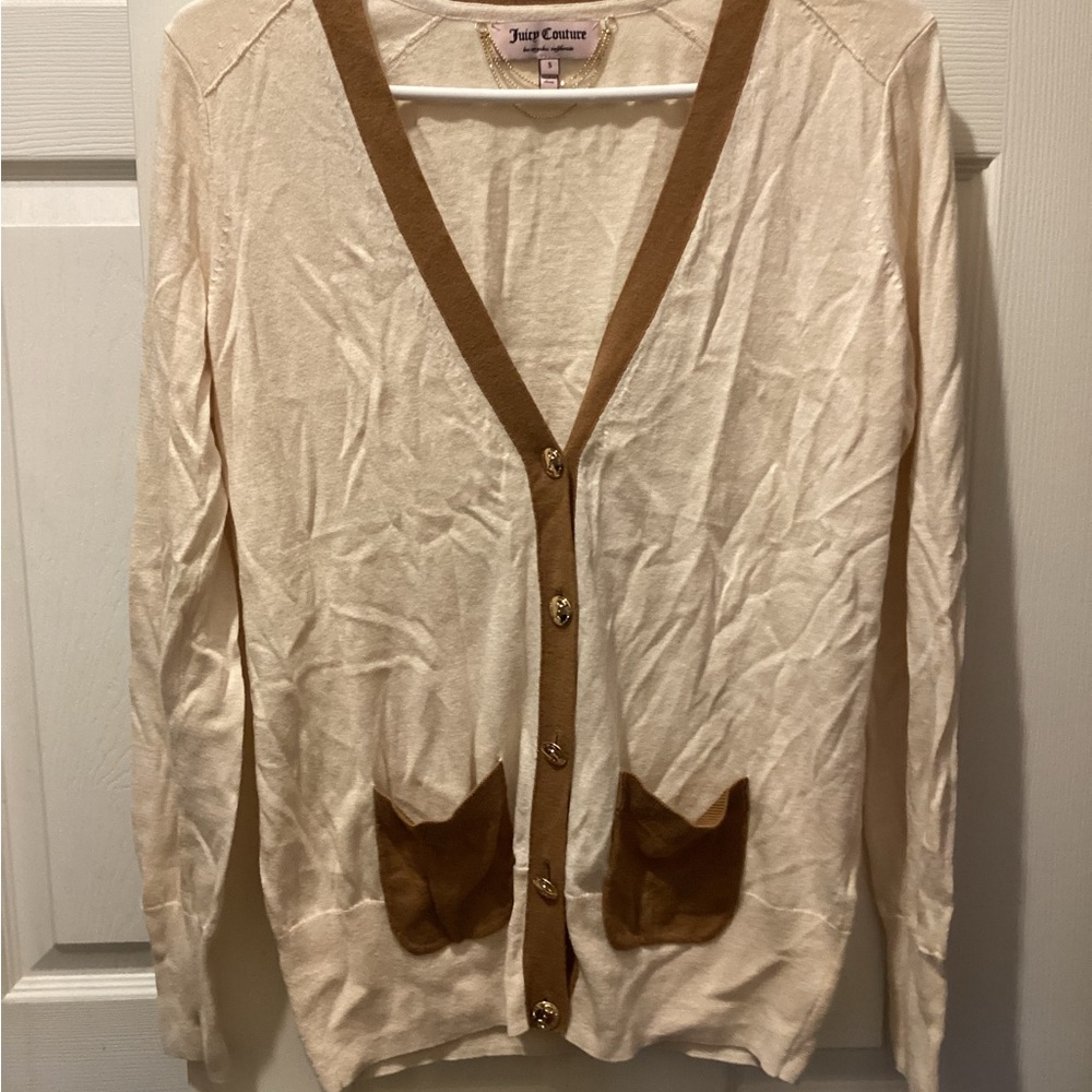 Juicy Couture Cream And Tan Cardigan